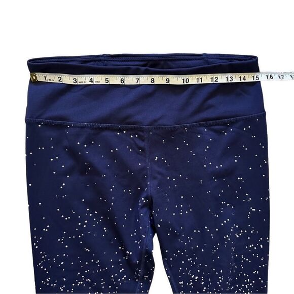Kimberly Ombre Space Metallic High Rise Navy & Silver Polka Dot Leggings Large - Picture 6 of 8